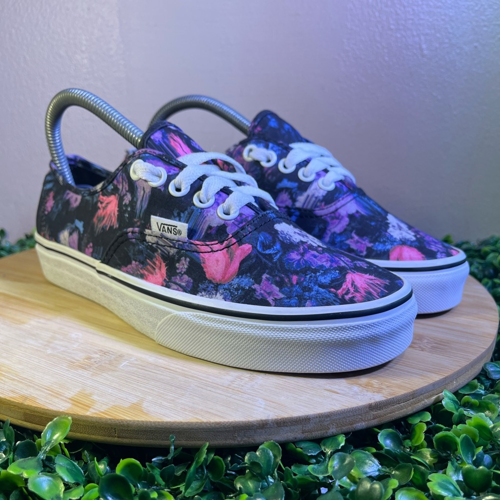 🔥 VANS AUTHENTIC WARPED FLORAL BLACK PURPLE WOMENS SNEAKER SZ 8 MENS SZ 6.5